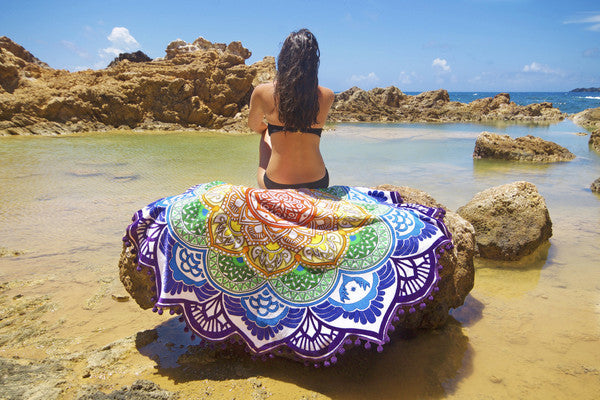 Polygon Printing Tassel Round Bath Towel Yoga Mat Pi-Mart