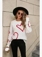 White & Red Heart Sweater – Playful Valentine’s Style