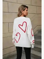 White & Red Heart Sweater – Playful Valentine’s Style