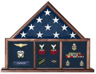 Flag Connections Memorial Flag Case, Three Bay shadow box The Military Gift Store