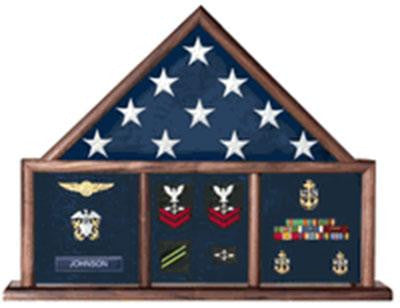 Flag and Medal Display Case, Shadow Box, Combination Flag/Medal - Size 5' x 8' Flag The Military Gift Store