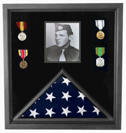 Flag Connections Military Photo Flag and Medal Display Case, 3 X 5 or 4' x 6' or 5' x 8'  or 5' X 9.5' Flag The Military Gift Store