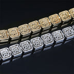 Full bar zircon square men's necklace Pi-Mart