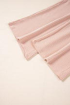 Corded SPRING T Shirt and Wide Leg Pants Set THRIXINE