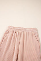 Corded SPRING T Shirt and Wide Leg Pants Set THRIXINE