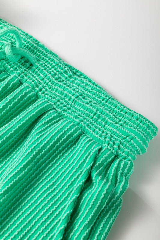 Corded SPRING T Shirt and Wide Leg Pants Set THRIXINE