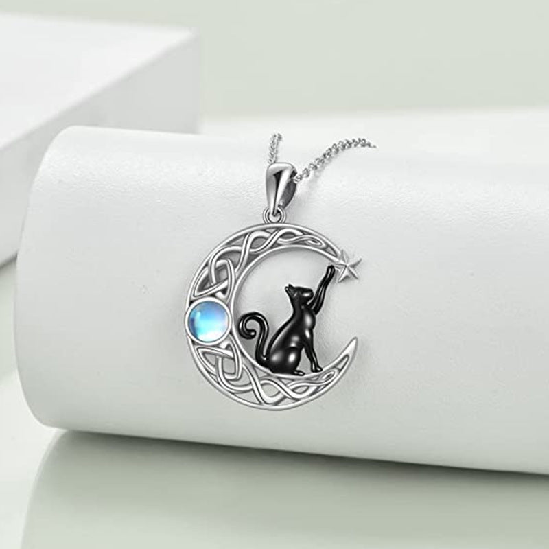 Moon Star Black Cat Pendant Item Pi-Mart
