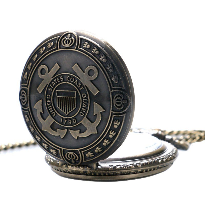 Hot Sale Bronze United States Coast Guard 1790 Theme Pocket Watch Men Navy Creative Gift for Women Fob Watches Pi-Mart