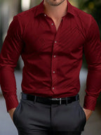 Business Men's Diagonal Striped Shirt Casual Plus Size