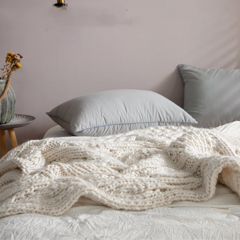 Hand-woven Thick Wool Blankets Sofa Towels And Blankets Upholstered And Photographed Blankets Pi-Mart