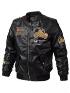 Men's Plus Size Zip Up Leather Jacket THRIXINE
