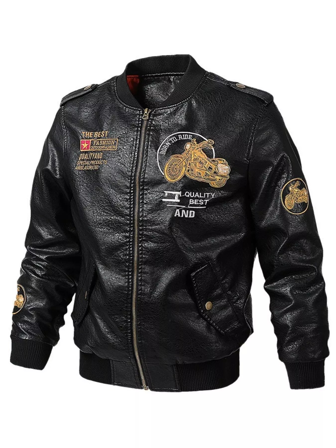 Men's Plus Size Zip Up Leather Jacket THRIXINE