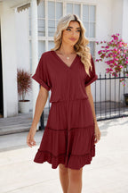 Short Sleeve Tiered Mini Dress Feminine & Flowy Modern Women Summer Dress