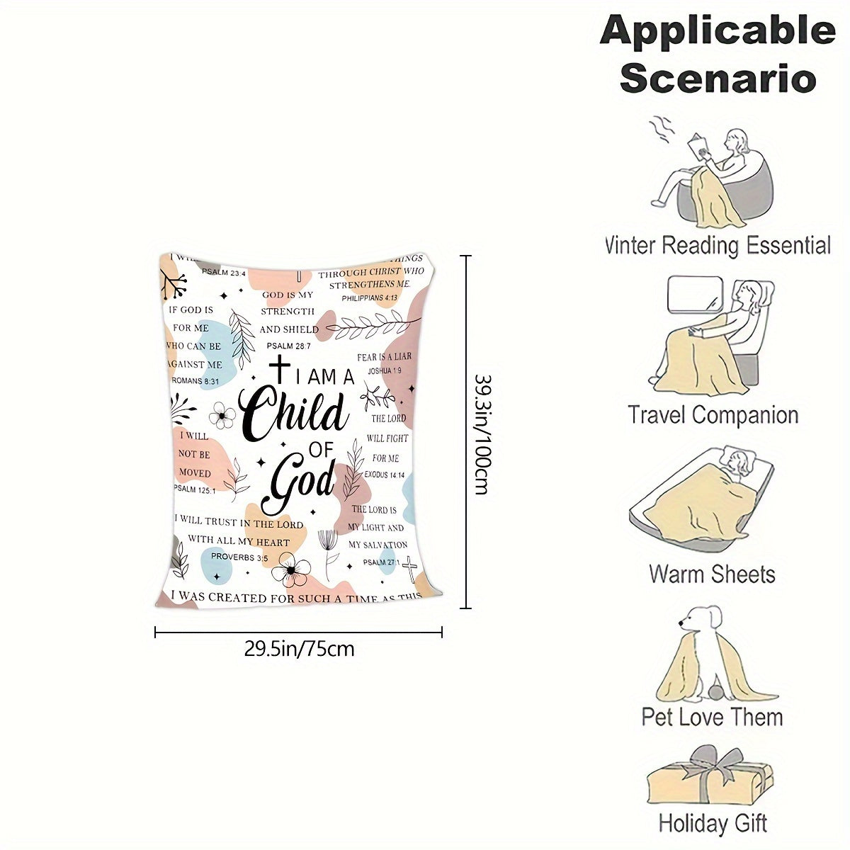 Women Gifts - I Am A Child Of God Blanket, Religious Gifts, Secret Sister Gifts For Women Inspiration Blanket Super Soft Flannel Blanket Lootquake LLC
