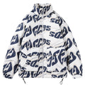 Men's Stand Collar Down Jacket With Full Letters