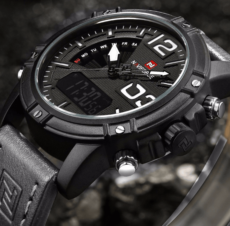 Men's Multifunction Digital Analog Waterproof Watch With Alarm And Automatic Time Zones Unique Design Excellent Gift - SJB-DIAMOND ELITES