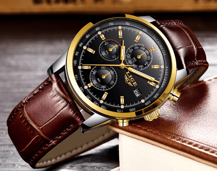 Men's  Waterproof Watch With Chronometers Date Display And Fluorescent Pointers Excellent Look Perfect Gift Stevvex