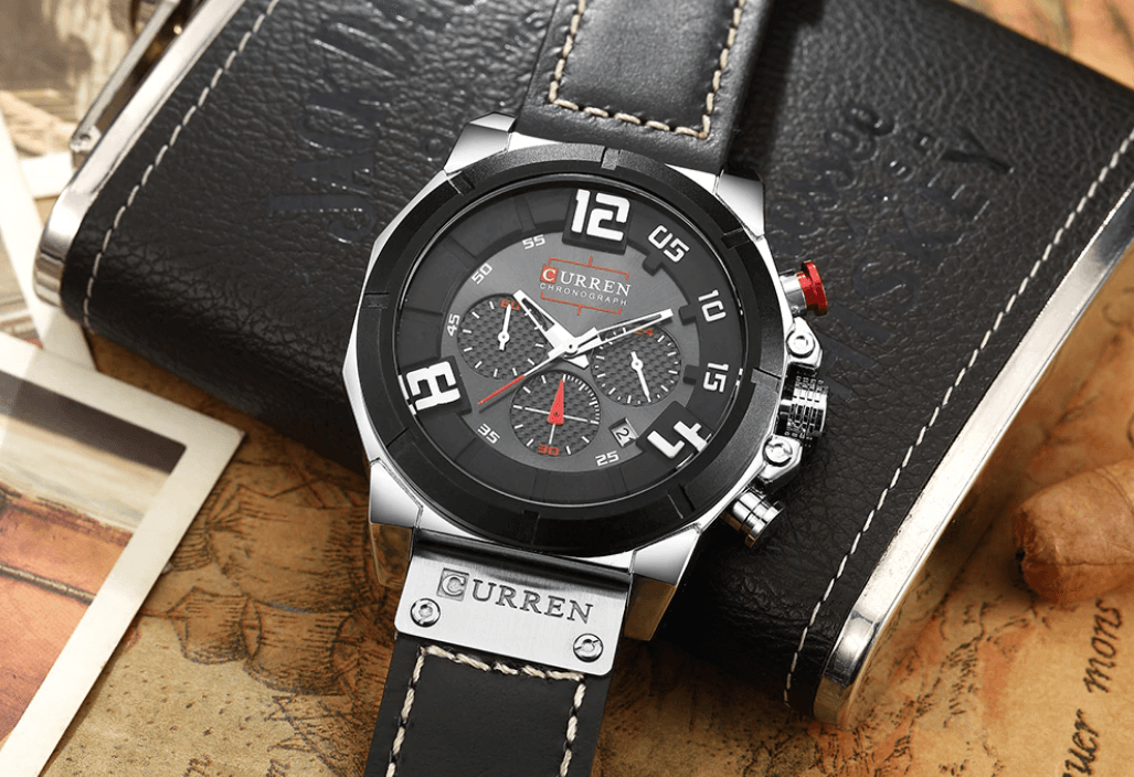 Men's Sport Waterproof Watch With Chronometers Large Numbers And Fluorescent Hands Perfect Gift For Your Man Stevvex
