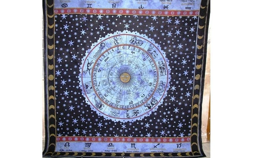 Blue Zodiac Horoscope Astrological Wall Tapestry Home Decor