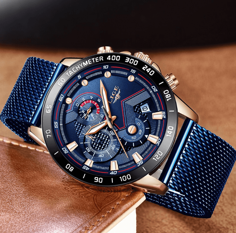 Men's Sports Waterproof Watch With  Stainless Steel Bracelet Unique Design Perfect Gift For Your Man Stevvex