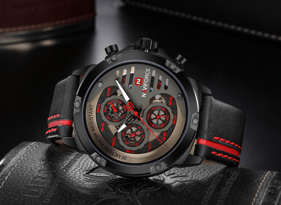 Men's  Sports Waterproof Watch With Chronometers And Leather Belt Multifunction Wristwatch Unique Design Perfect Gift - SJB-DIAMOND ELITES