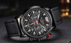 Mens Waterproof Sport Watch With Chronometers Day View And Cross-Matte Background Modern Man Watch Stevvex