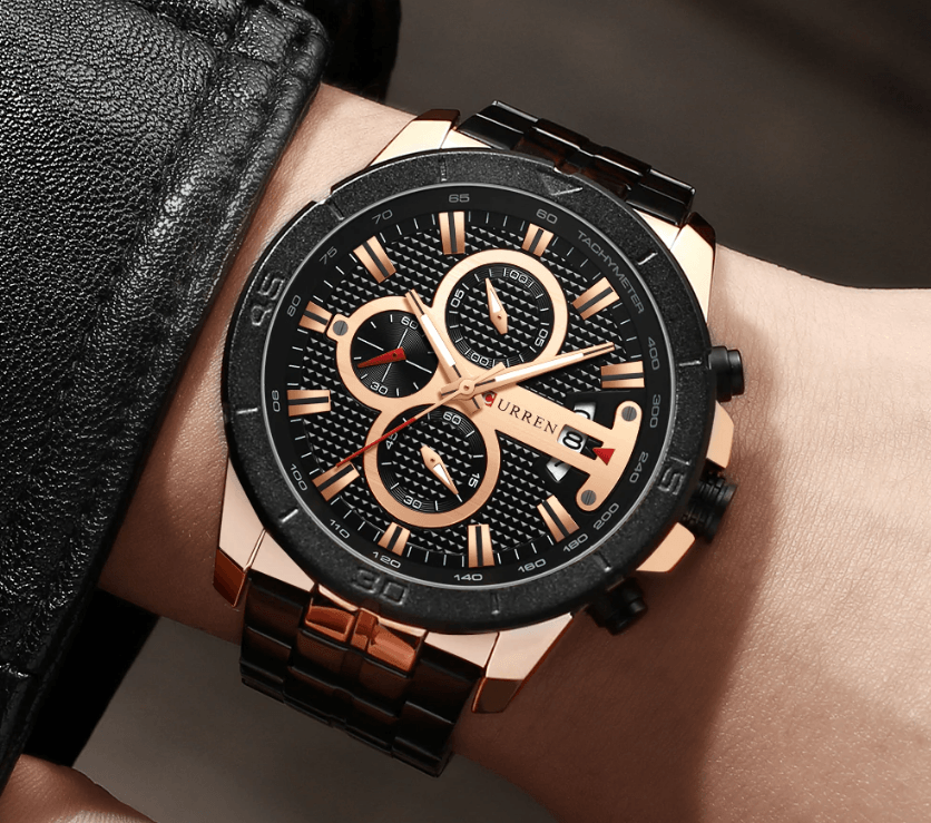 Men's Waterproof  Watch With Chronometers Day View And Fluorescent Hands Unique  Luxury Design  Perfect Gift Stevvex