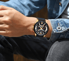 Men's Sports Waterproof Watch With Leather Belts, Chronometers And Large Numbers Details Luxury Watches Unique Design Excellent Gift Stevvex