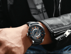Men's Waterproof  Sport Watch With Leather  Belts  And Large Numbers Details Unique Design Perfect Gift Stevvex