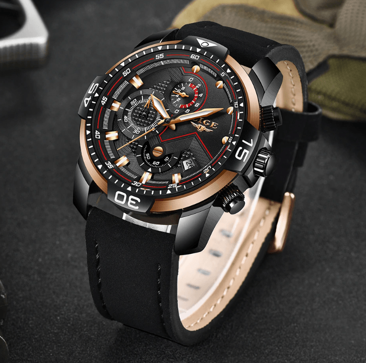 Men's Elegant Waterproof  Watch With Leather Straps   Business Style Watches Unique Design Perfect Gift For Your Man Stevvex