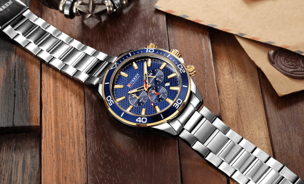 Men's Waterproof Watch With Chronometers, Date Display Excellent Background Unique Design Perfect Gift Stevvex
