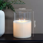 8''High 3-Wick Glass Battery Operated  Flameless Candles White Lootquake LLC