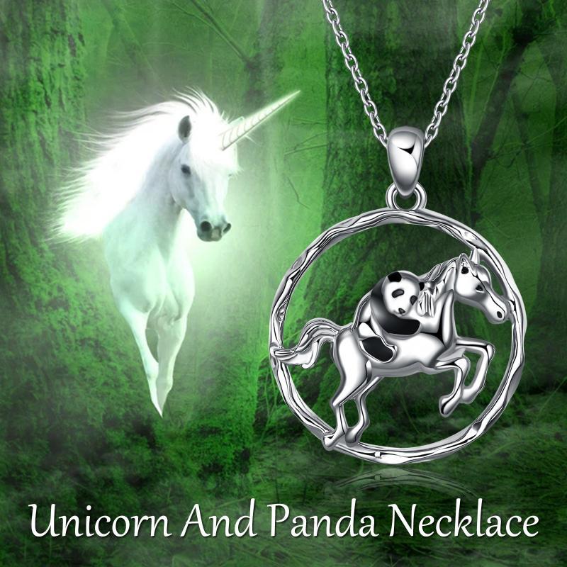 925 Sterling Silver Horse and Panda Running Horse Pendant Necklace Jewelry Lootquake LLC