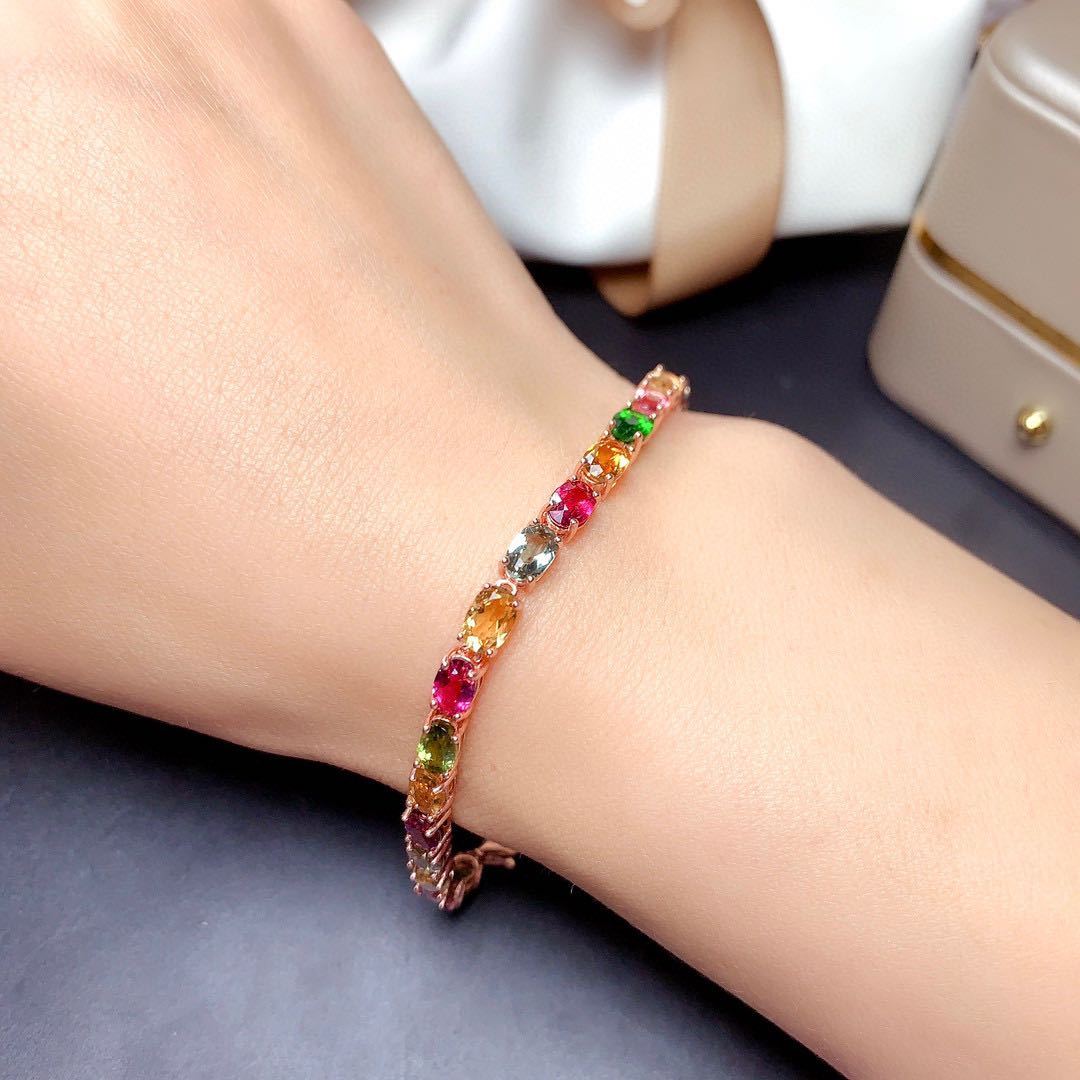 Natural Candy Color Tourmaline Bracelet Female Crystals Pi-Mart