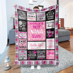 1PC Plush Flannel Blanket - Ultra Soft, Multi-Purpose, and Stylish for All Seasons - Perfect Gift for Nana, Family, and Friends, Machine Washable, Digital Printed Flowers Pattern, Contemporary Style