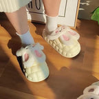 Cute Rabbit Shoes Winter Fuzzy Slippers Women Detachable Washable House Shoes Pi-Mart