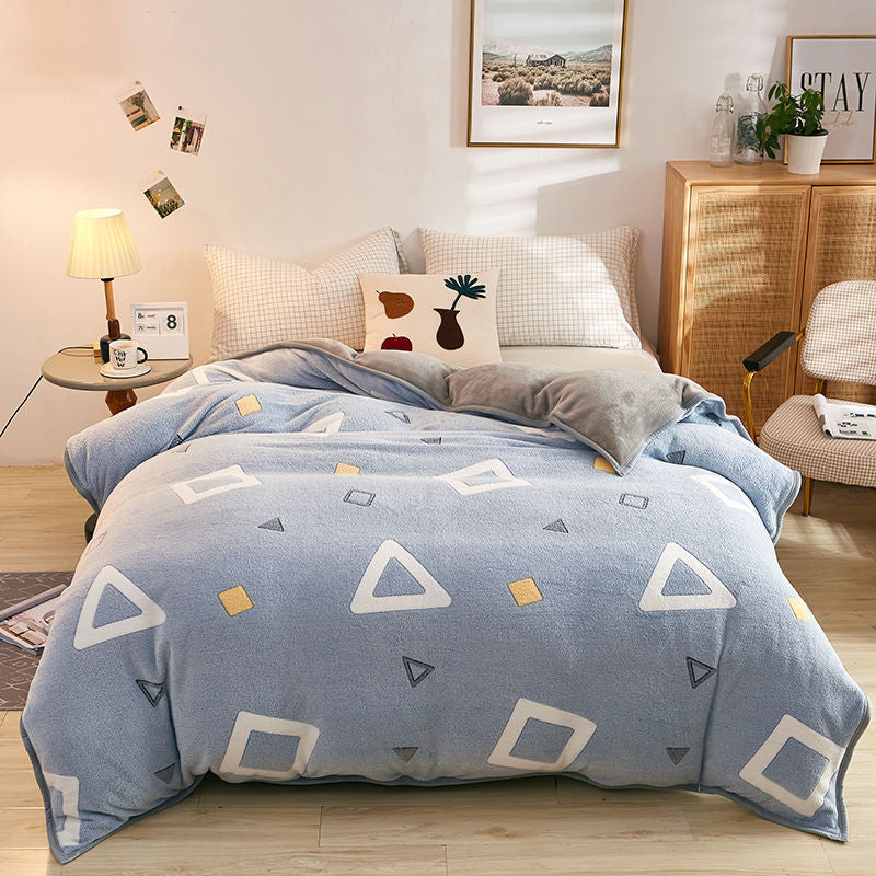 Plush Thick Snowflake Duvet Cover Single Piece Flannel Pi-Mart