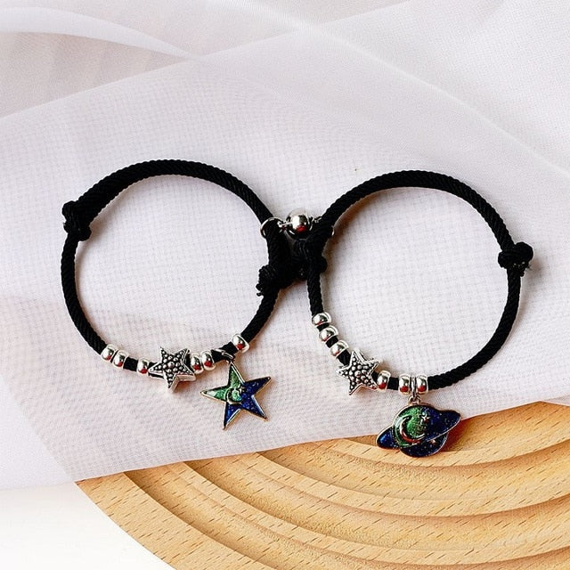 Natural Stone Beads Couple Magnetic Bracelets Pi-Mart