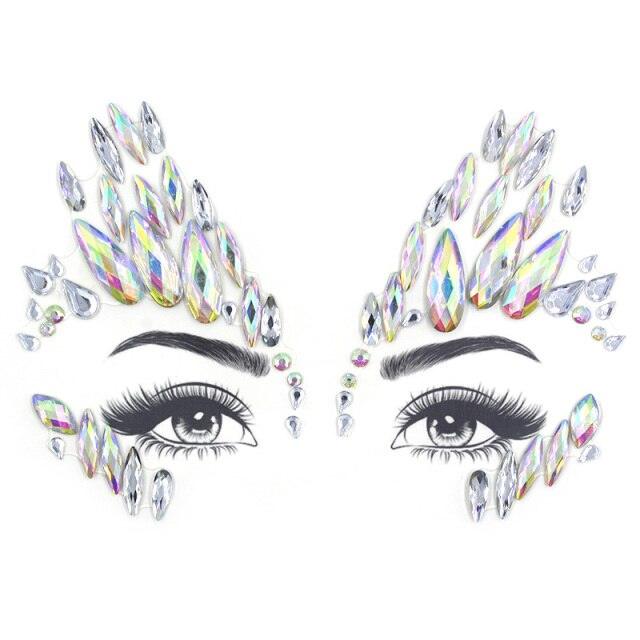 23 Sets Glitter Face Jewels Sticker Temporary Party Face Makeup Tattoo Face Gems Glitter Face Jewels Crystal Stickers For Womens Stevvex