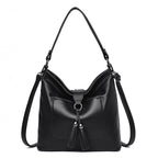 Large women hobo bag with tassel decoration and detachable long strap in pu leather - SJB-DIAMOND ELITES