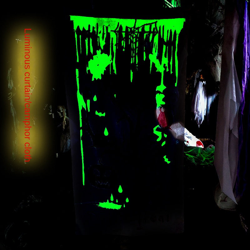 Halloween luminous light curtain pumpkin ghost spider web haunted house secret room horror blood gauze atmosphere layout props - SJB-DIAMOND ELITES