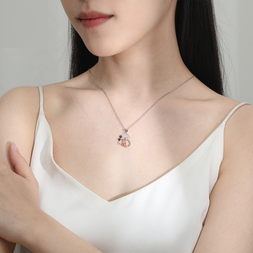 Heart-shaped Dog And Girl Personality Design Necklace Fashion Pi-Mart