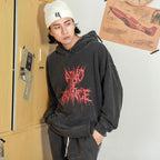 Printed drop hooded hoodie Pi-Mart
