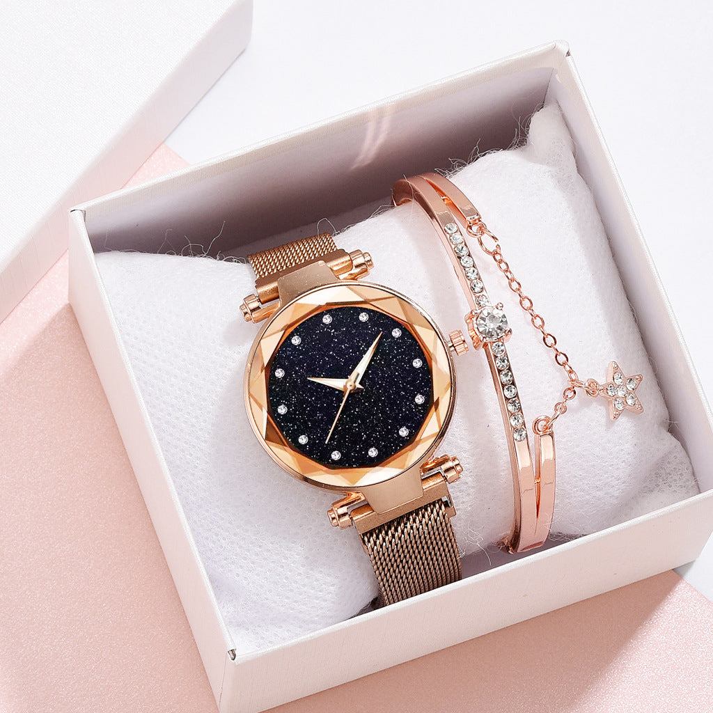 Luxury Women Watches Bracelet Set Fashion Elegant Magnet Buckle Ladies Starry Sky Watch Set Relogio Pi-Mart
