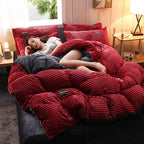 Thicken Corduroy 4-Piece Velvet Bedding Set by Pi Mart Pi-Mart
