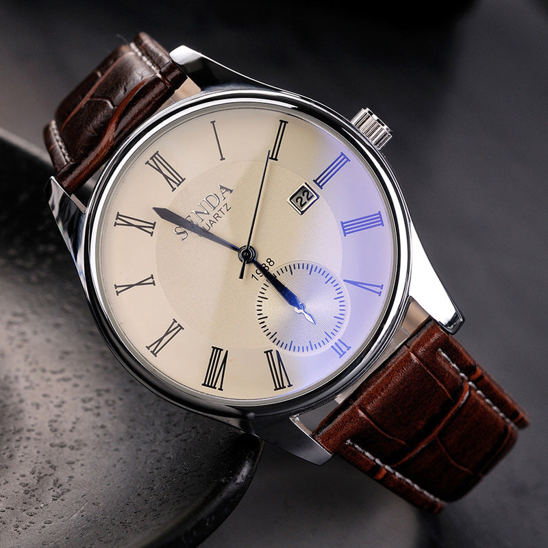 Retro Men's Watch Single Calendar Waterproof Belt Pi-Mart