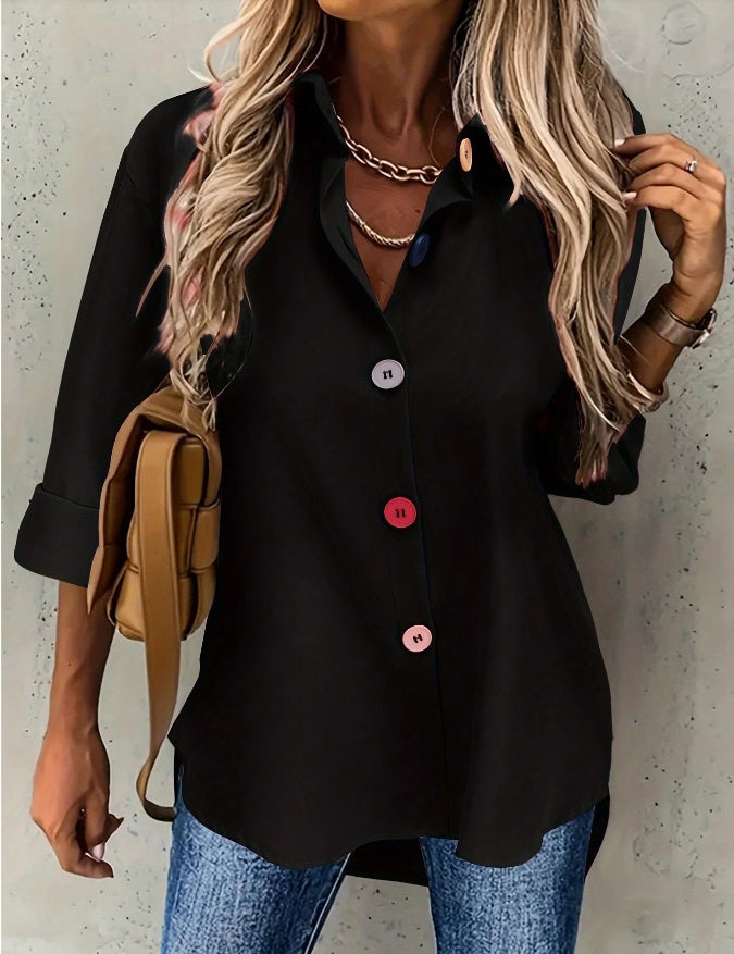 Women's Casual Button-Up Shirt,Long Sleeve Tops Lootquake LLC