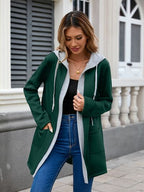 Simple Classic Drawstring Long Sleeve Hooded Jacket – Casual & Comfortable Lightweight Outerwear