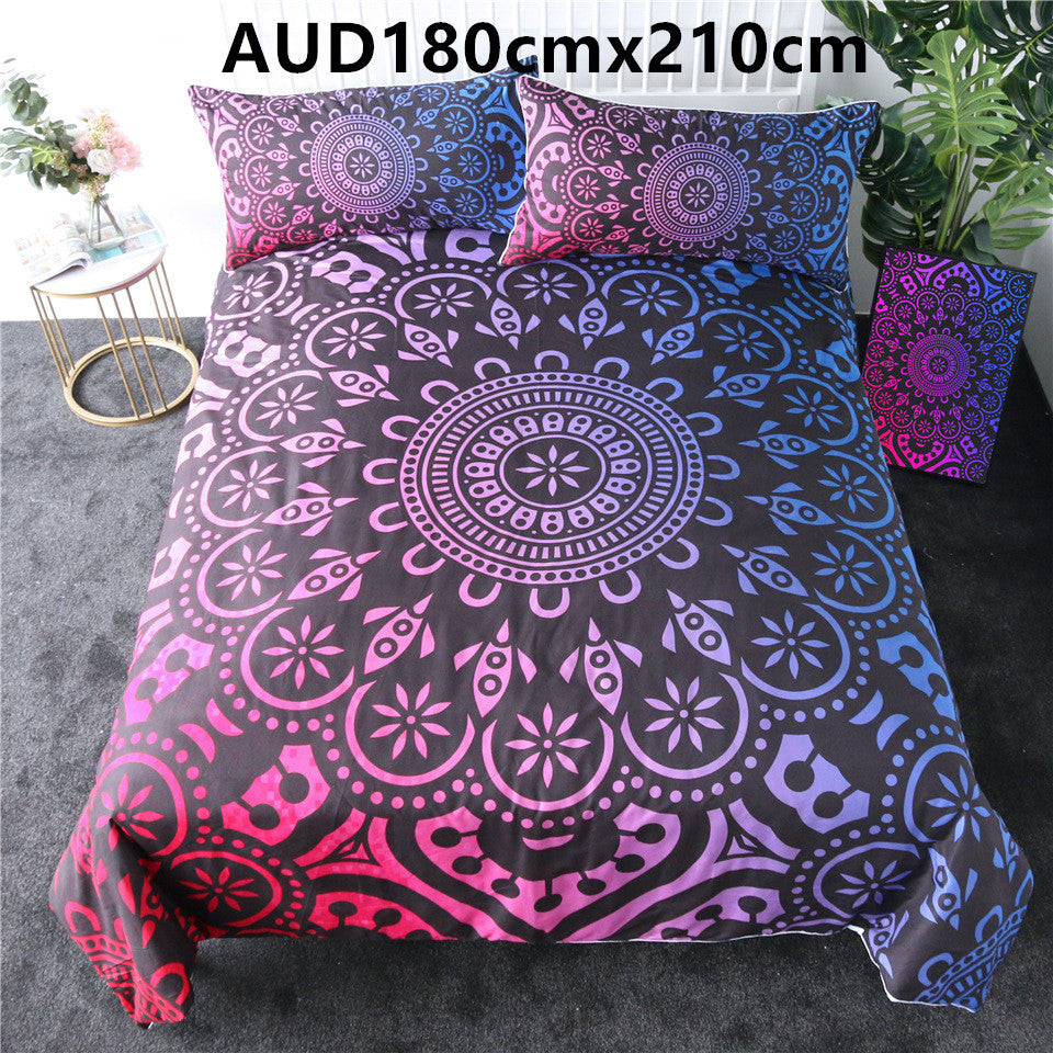 Purple crochet quilt cover three-piece bedding set Pi-Mart
