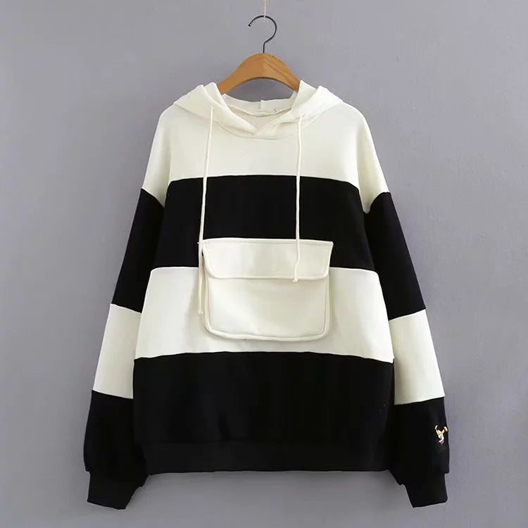 Striped panel hoodie Pi-Mart
